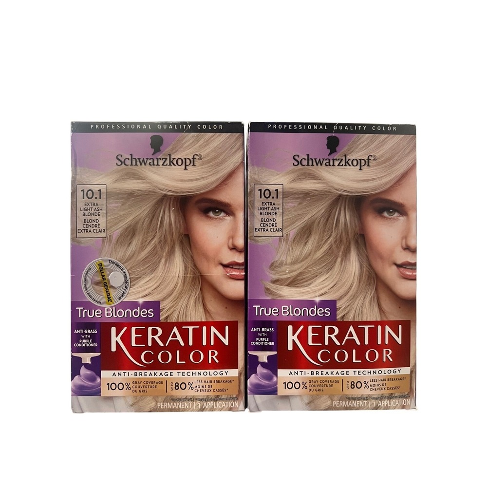 Schwarzkopf Keratin Color‎ 10.1 Extra Light Ash Blonde Permanent Hair Dye 2 Pack